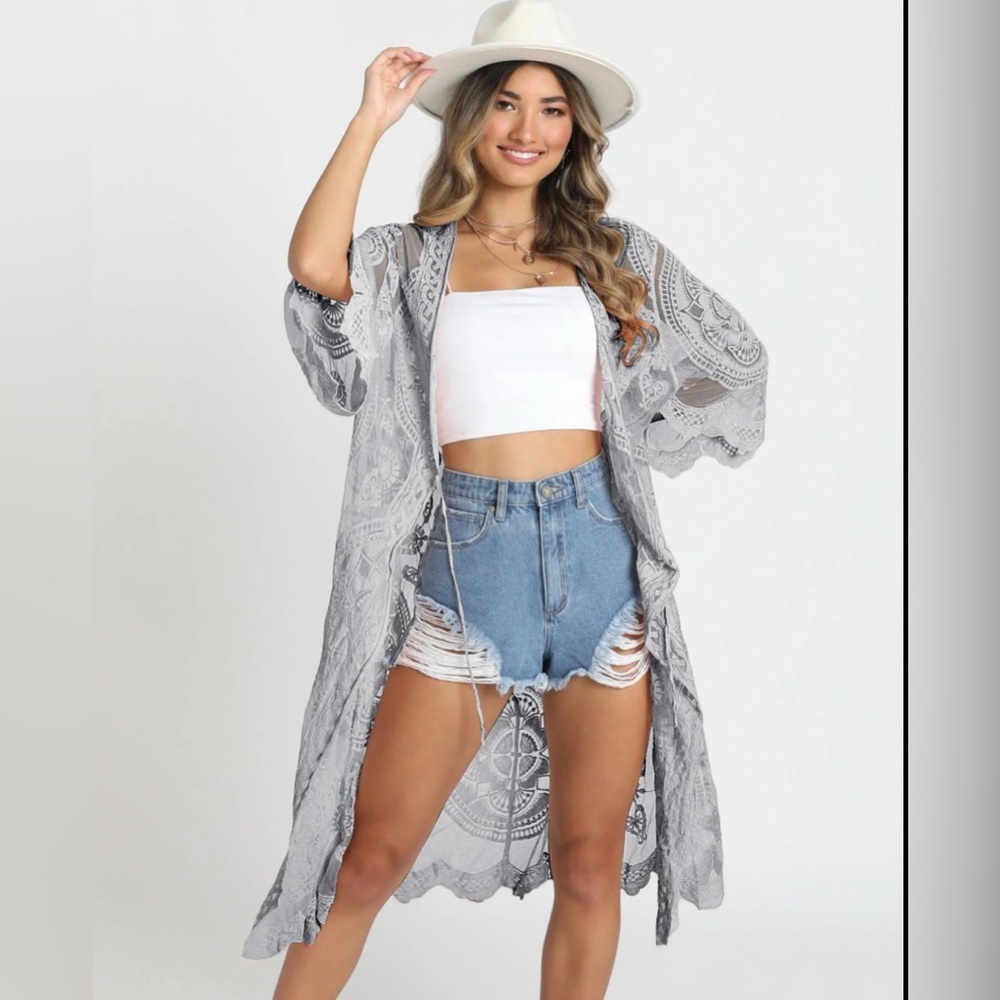 (14) lace Kimono